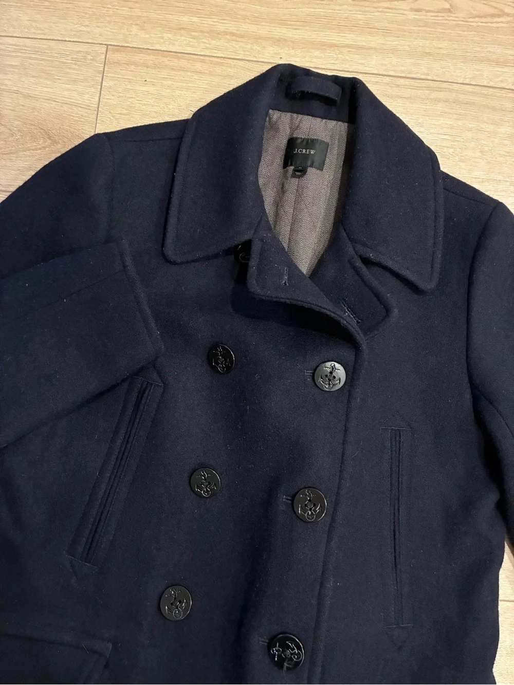 J. Crew Men’s Thinsulate Dock Wool Pea Coat Navy Blue Size M